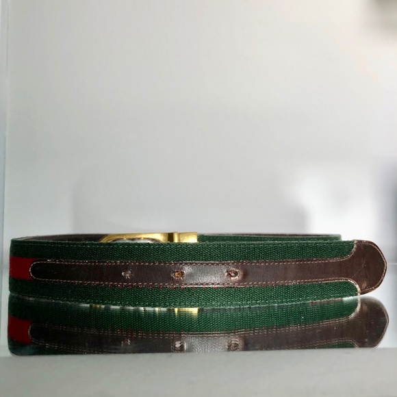 Vintage Gucci GG Logo Buckle Leather Belt